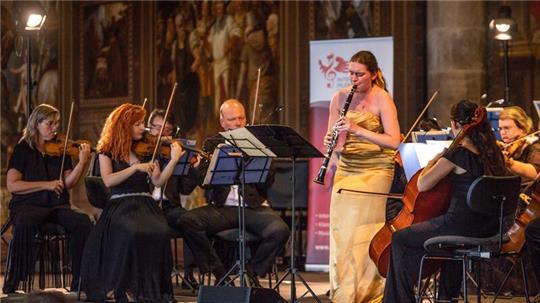 In aller Freundschaft: Zum Auftakt der neuen musikalischen Partnerschaft zwischen Goslar und Beroun spielten das Prager Kammerorchester unter Leitung von Ludmilla Pavlová (zweite von links) und die Solo-Klarinettistin Anna Paulová (stehend) in der Kaiserpfalz.