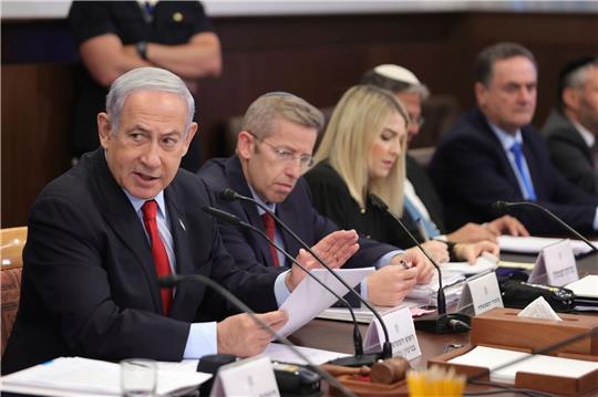 Israels Premier Benjamin Netanjahu während einer Kabinettssitzung.