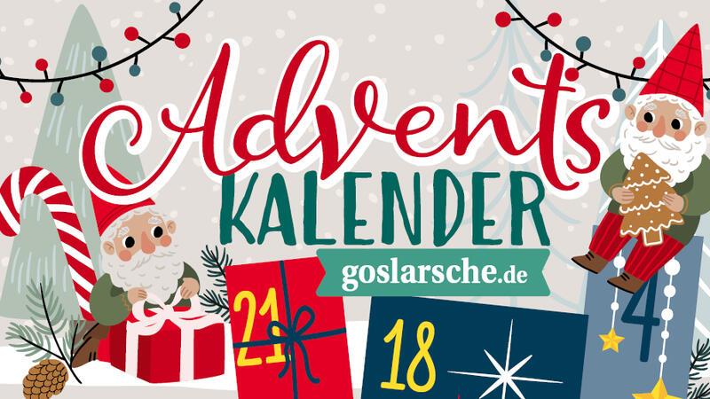 Zwei Wichtel verpacken Geschenke und halten Lebkuchen in der Hand. 