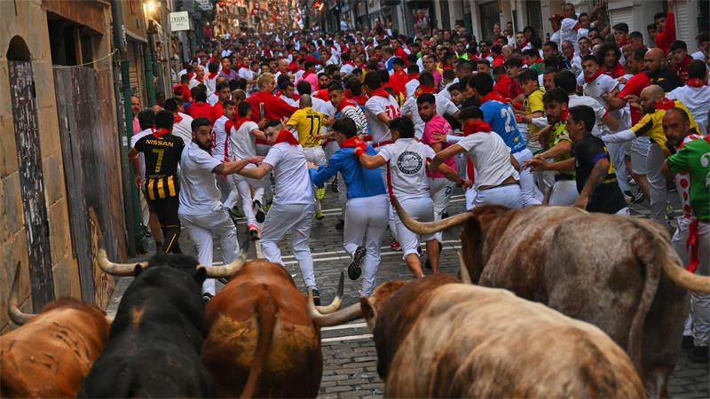 Umstrittenes Stierhatz-Festival in Spanien eröffnet Jedes Jahr werden bei den Mutproben über die 875 Meter lange Strecke Dutzende verletzt. (Archivbild)