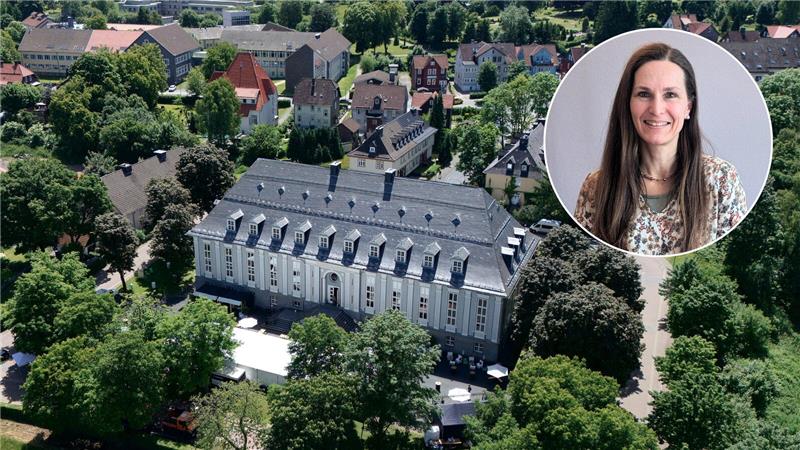 Die TU Clausthal von oben, dazu ein Portrait von Julia Pluta.