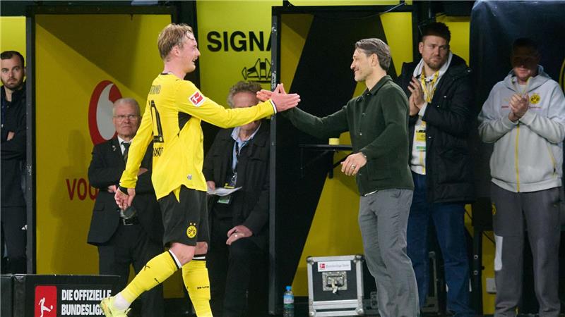 Julian Brandt (l) und sein Noch-Coach Niko Kovac. 