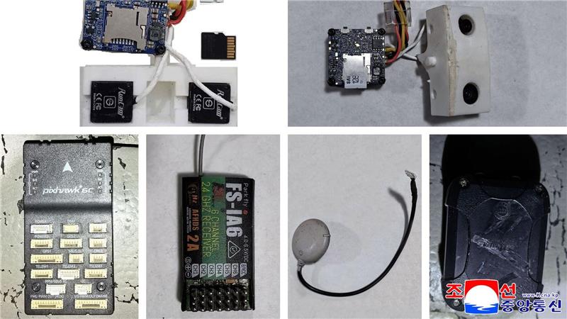 KCNA veröffentlichte auch die Einzelteile der abgeschossenen Drohne, die aus Südkorea stammen soll.