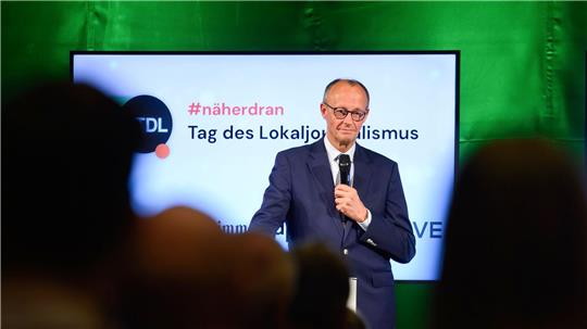 Kanzler Merz hatte beim „Tag des Lokaljournalismus“ auf eine Frage von Dronsch reagiert. (Archivbild)