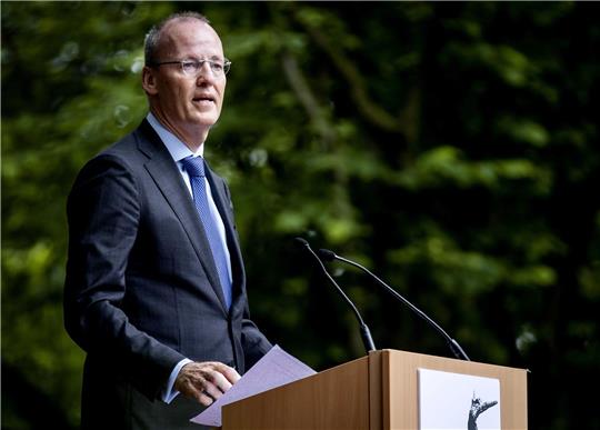 Klaas Knot, Präsident der niederländischen Zentralbank und Ratsmitglied der Europäischen Zentralbank, bei einer Rede in Amsterdam.