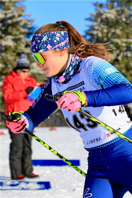 Klara Hertel vom SC Buntenbock schneidet mit einem vierten Platz beim deutschen Schülercup unter den Biathletinnen und Biathleten des Niedersächsischen Skiverbandes als Beste ab. Foto: Privat