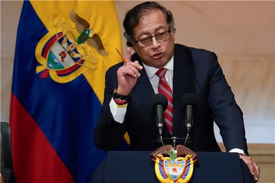Kolumbiens Präsident Gustavo Petro während seiner Rede bei der Eröffnung einer Kongresssitzung.