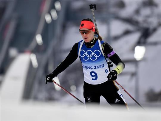 Konnte ihren Gold-Coup nicht wiederholen: Biathletin Denise Herrmann. Foto: Hendrik Schmidt/dpa-Zentralbild/dpa