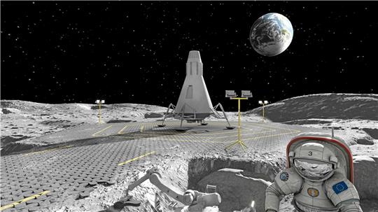 Künftige Mondmissionen müssen mit dem scharfkantigen Mondstaub umgehen lernen. Die Idee dazu aus Clausthal-Zellerfeld: Auf dem Mond könnten mithilfe innovativer 3D-Drucktechnologie und Mondstaub „Pflastersteine“ erstellt werden, die sich dann zu einer Art Straße (Fotomontage) zusammenfügen lassen. Foto: BAM/TUC