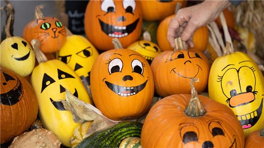 Kürbisse bemalen, Kugelblasen, eine Erlebnis-Hüpfburg und vieles mehr gibt es beim Herbstfest auf dem Kunsthandwerkerhof.