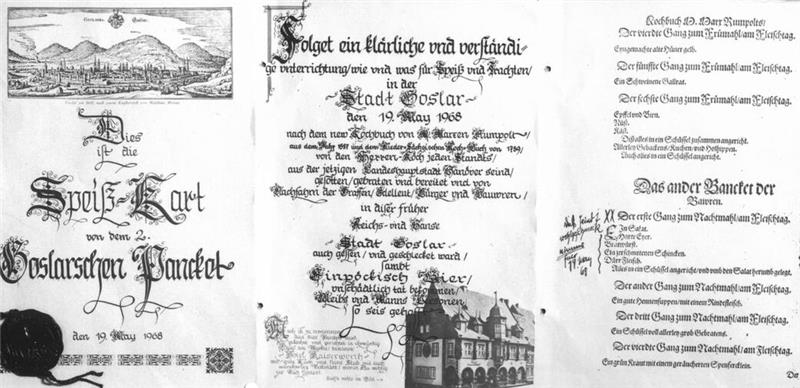 Wie Schlagerstar Udo Jürgens auf Bilder vom Goslarer Pancket kommt Kunstvolle Gestaltung: Die Pancket-Speisenkarte von 1968 ist ebenfalls erhalten.