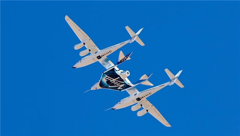 Kurztrip ins All? Das Unternehmen Virgin Galactic macht's mit dem Raumflugzeug «VSS Unity» möglich.