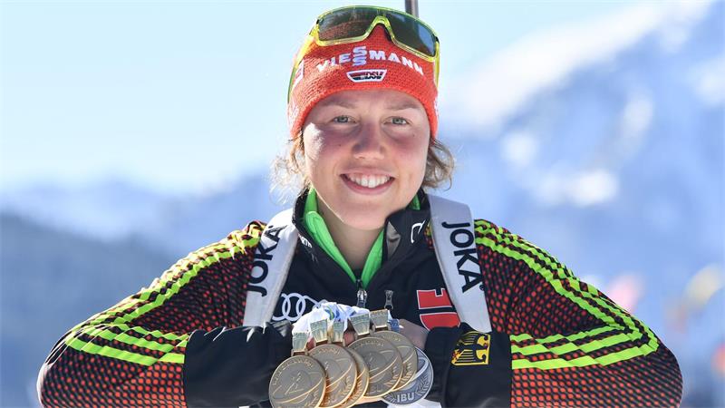 Laura Dahlmeier gewann bei der Biathlon-WM 2017 fünfmal Gold - obwohl sie zum Schluss nicht starten sollte. (Archivbild)
