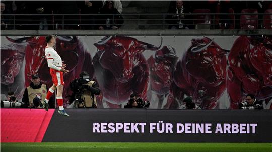 Leipzig Gruda bejubelt den Führungstreffer gegen die TSG Hoffenheim. 