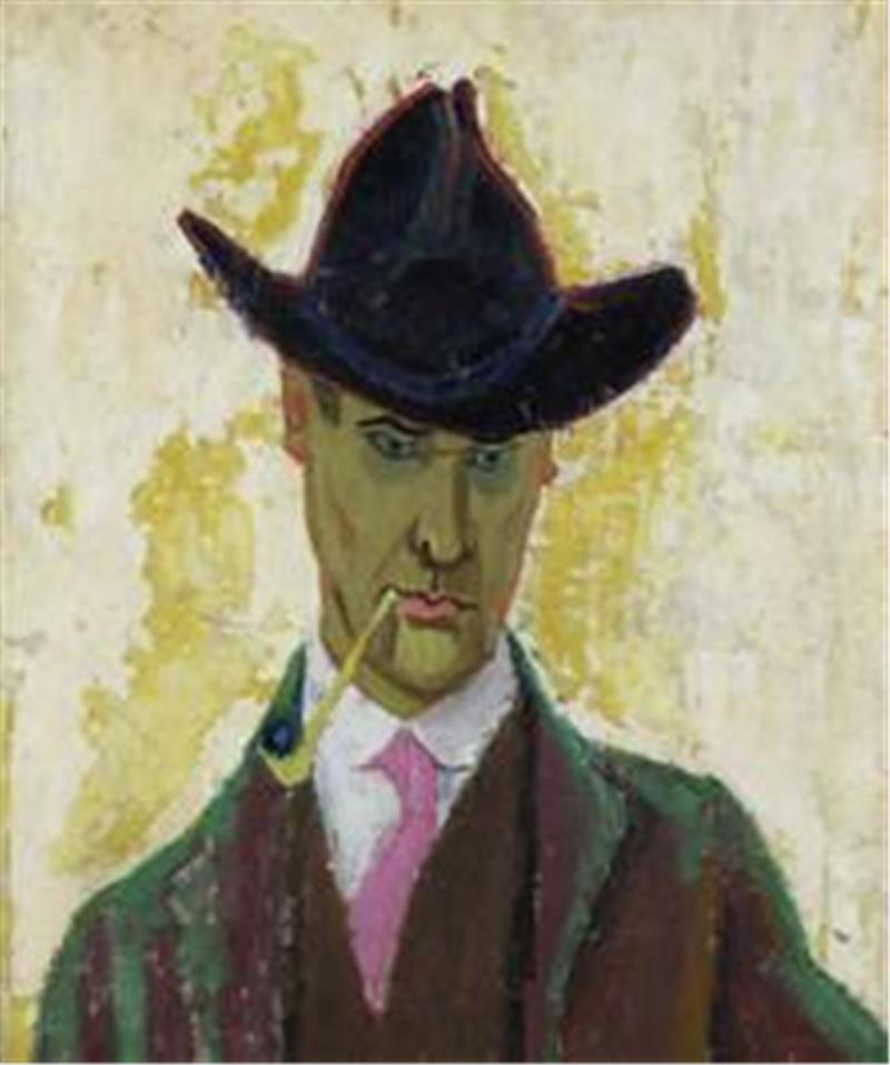 Lyonel Feininger: Selbstbildnis mit Tonpfeife