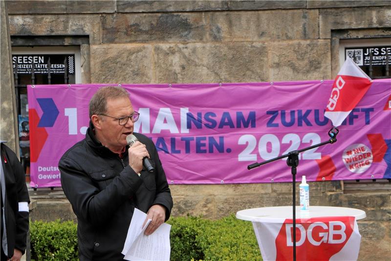 Ukraine-Krieg überschattet Reden zum 1. Mai Mairedner bei der Kundgebung in Seesen ist Sebastian Wertmüller.