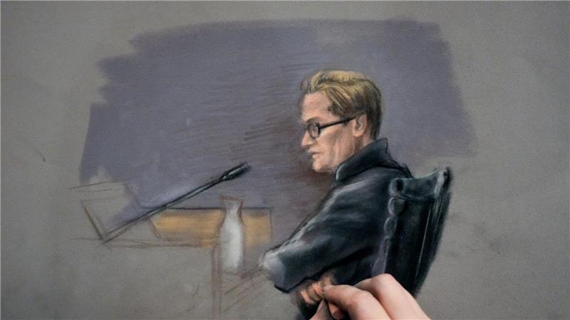 Marius Borg Høiby darf während des Prozesses nicht fotografiert werden. So stellt ihn ein Gerichtszeichner am zweiten Verhandlungstag dar. 