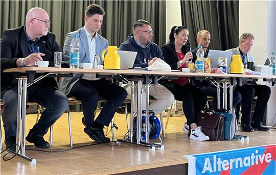 Mehrere Menschen sitzen auf einem Podium nebeneinander.