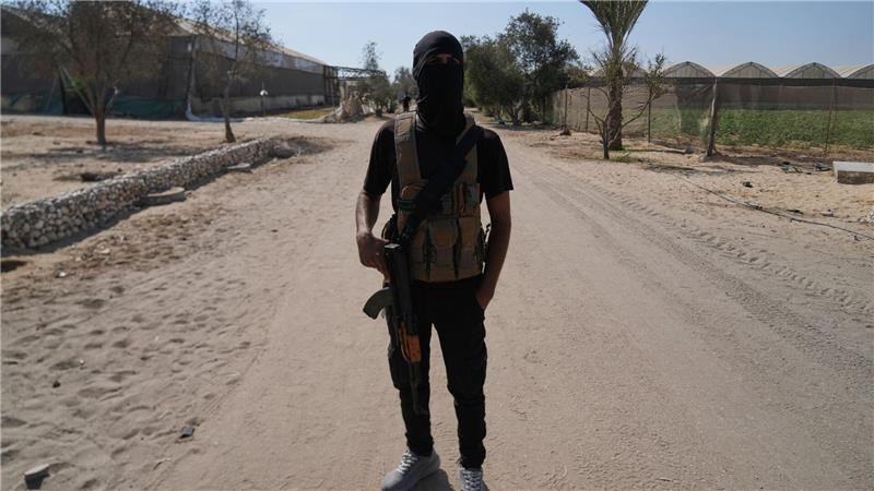 Maskiertes Mitglied der islamistischen Terrororganisation Hamas. 