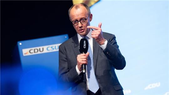 Merz trat zum Abschluss des Wahlkampfes in München auf. 