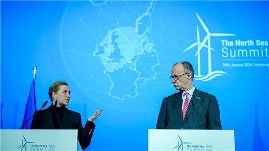 Merz und Frederiksen treten nicht nur mit Blick auf den Grönland-Konflikt mit den USA für ein stärkeres Europa ein.   