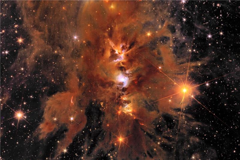 Neue „Euclid”-Bilder zeigen weit entfernte Galaxien «Messier 78»: ein leuchtender, von interstellarem Staub umhüllter Sternhaufen.