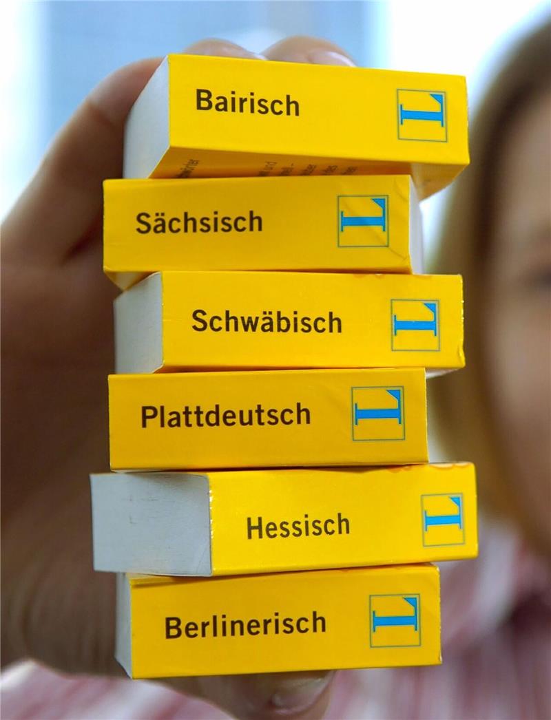 „Brägenplietschmaschin” KI gewinnt Plattdeutschwettbewerb Miniaturausgaben Wörterbuch-Verlags Langenscheidt mit verschiedenen deutschen Dialekten (Hessisch, Plattdeutsch, Sächsisch, Schwäbisch, Berlinerisch und Bairisch).
