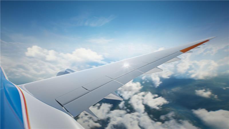 Klimaverträglich fliegen: Forschung für Flugzeug der Zukunft Mit den hochgestreckten Flügel wird weniger Treibstoff verbraucht.