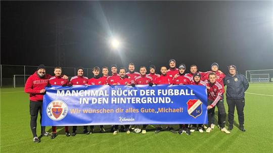 Mit diesem Banner sendet Fortuna Lebenstedt in den sozialen Medien beste Genesungswünsche an den Betreuer des Goslarer SC 08, der am Sonntag nach dem Bezirksliga-Punktspiel in Salzgitter zusammengebrochen ist.