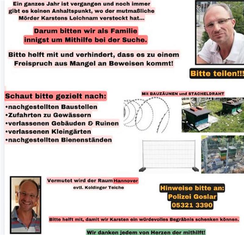 Mit diesem Plakat sucht der Sohn des Vermissten über Facebook nach seinem Vater. Screenshot: Privat.