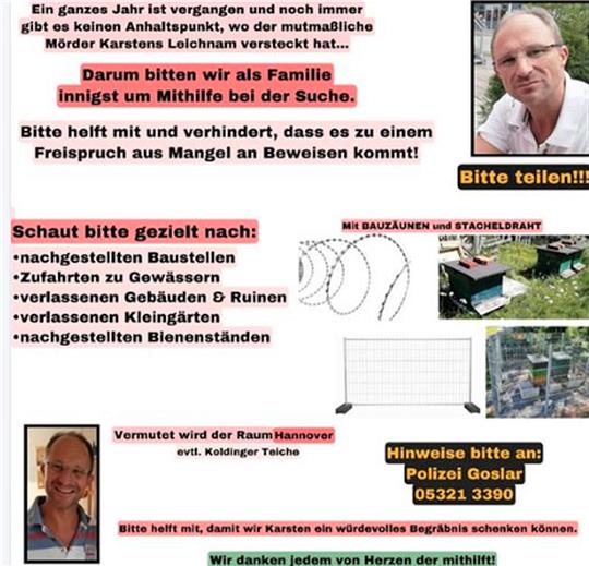 Mit diesem Plakat sucht der Sohn des Vermissten über Facebook nach seinem Vater. Screenshot: Privat.