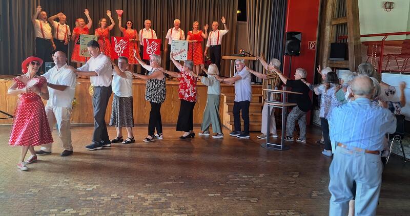 Mit Saus und Braus durch 50 Jahre Mit einer stimmungsvollen Polonaise, angeführt von Chörchen-Frontfrau Barbara Schüler, verabschiedete sich das Ensemble.