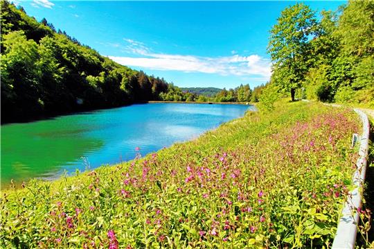 Mitten im Sonnenschein sieht der „Herzer“ aus, als könnte ihn kein Wässerchen trüben (links). Im Abendhauch wird es rund ums kühle Gewässer im Bergtal mystisch (rechts).  Fotos: Epping / Kempfer