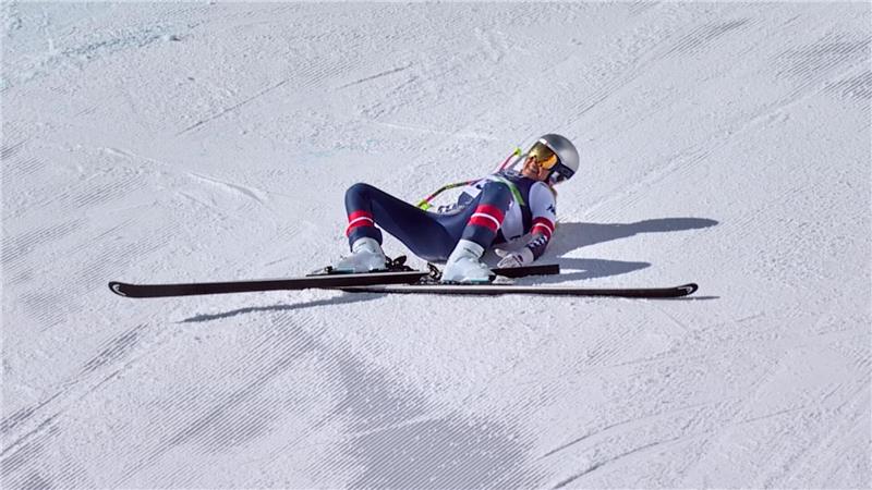 Nach ihrem Sturz blieb Vonn zunächst liegen und schrie vor Schmerzen.