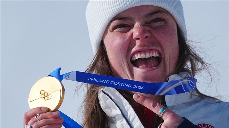 Hund im Ziel, Curling-Zoff, Sex-Alarm: So kurios war Olympia „Nicht damit springen“: Breezy Johnson gab nach ihrem Malheur einen Tipp für den Umgang mit den Olympia-Medaillen. (Archivbild)