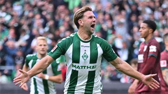 Niclas Füllkrug von Werder Bremen nach seinem Tor gegen den FC Augsburg.