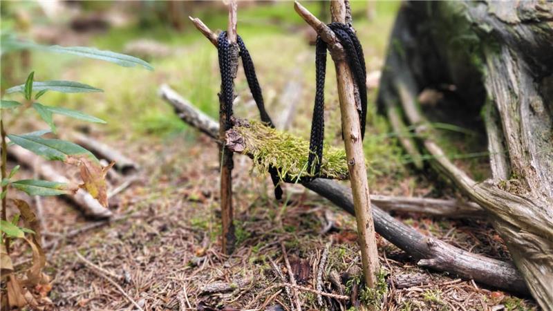 Niedlich, hat da aber nichts verloren: Eine winzige gebastelte Schaukel ist beim „Rainbow Gathering“ Teil eines Lageplans Marke Eigenbau.