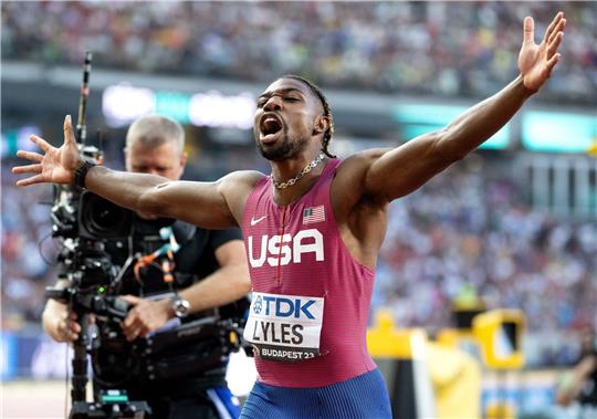 Noah Lyles ist in Budapest zum WM-Titel über die 100 Meter gesprintet.