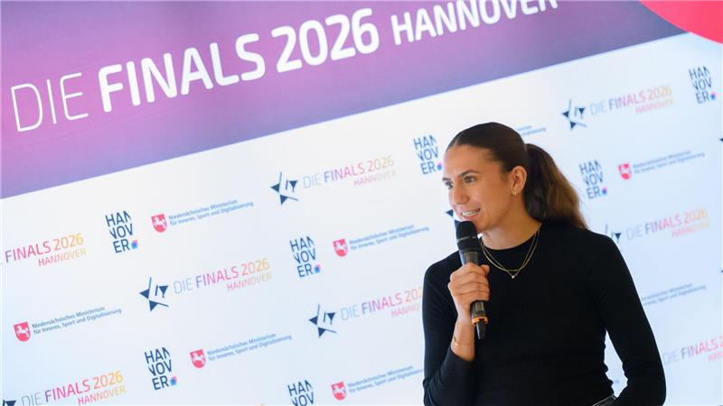 Olympiasiegerin Marie Reichert bei einer Pressekonferenz zu den Finals 2026 in Hannover.