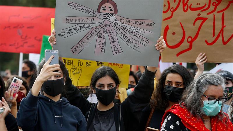 Pakistanische Aktivistinnen demonstrieren im Rahmen des Internationalen Frauentags. (Archivbild)