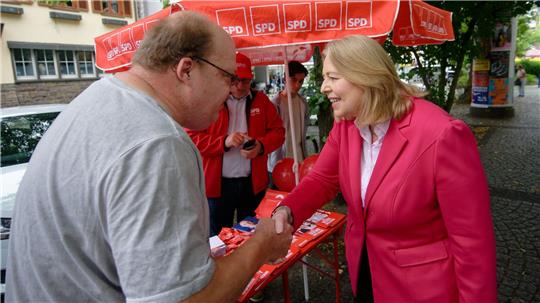 Parteichefin Bas ist in diesen Tagen überall in NRW unterwegs. 