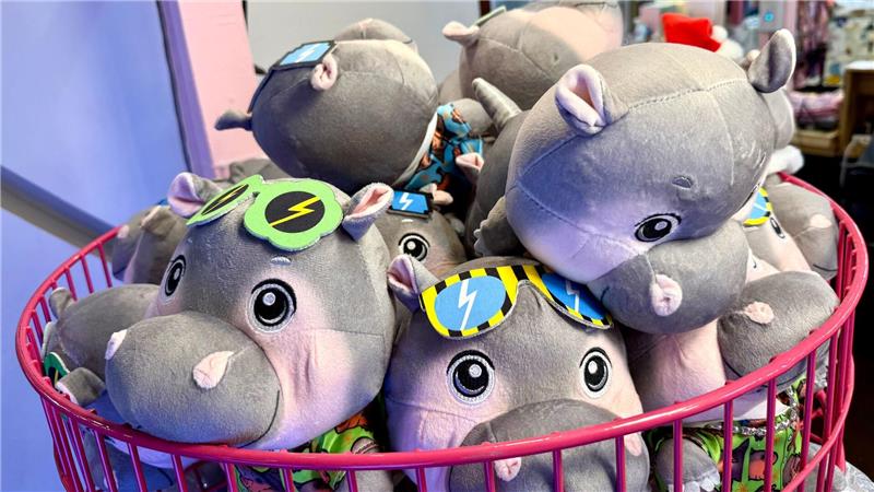 Hype in Thailand: Hippo-Mädchen Moo Deng feiert Geburtstag Passend zum Geburtstag stehen wieder überall Moo-Deng-Souvenirs zum Verkauf.