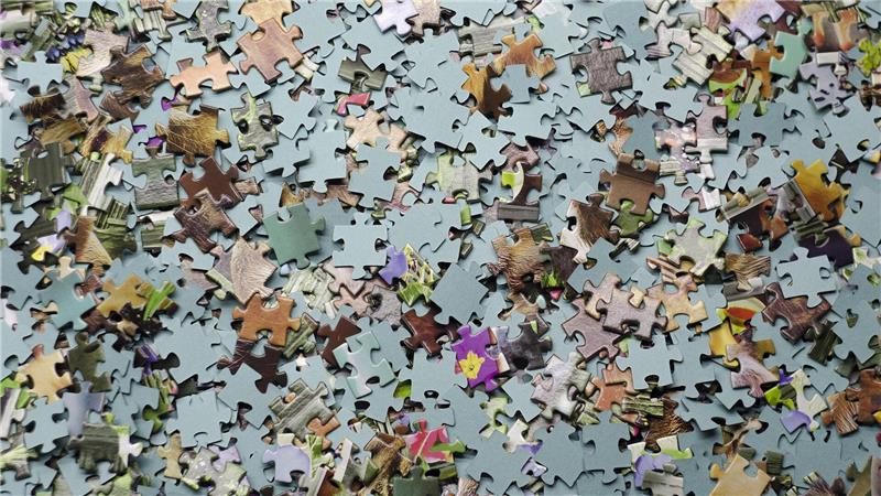 Das Bild zeigt viele kleine Puzzleteile.
