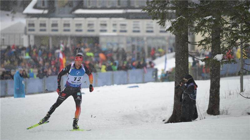 Deutsche Mixedstaffel auf der Pokljuka Sechste Philipp Nawrath war Schlussläufer der deutschen Mixed-Staffel.