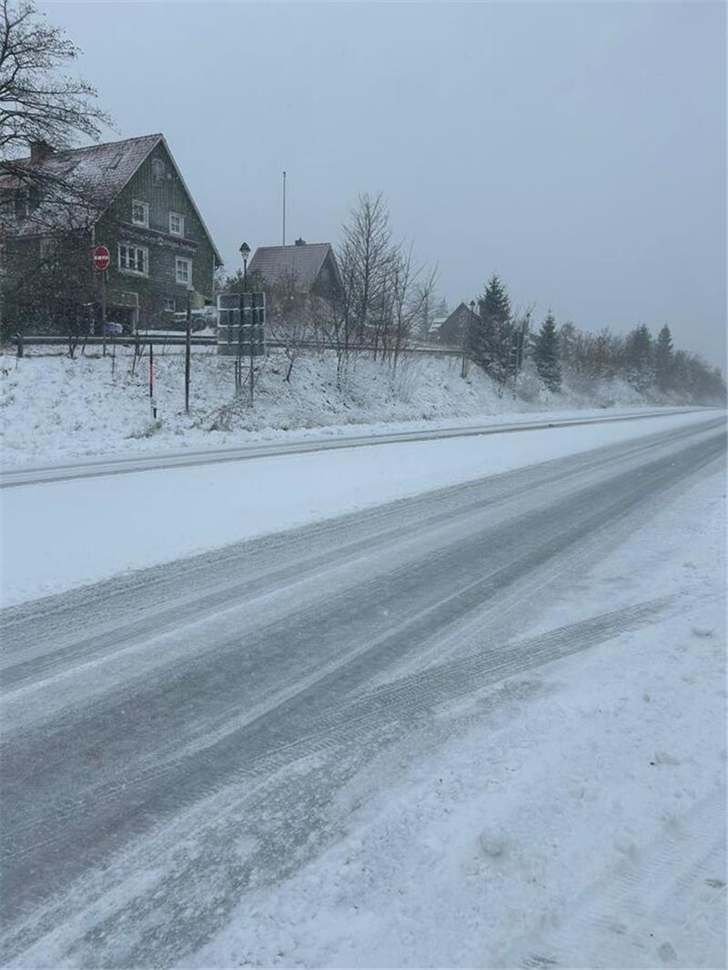Plötzlicher Wintereinbruch im Oberharz.
