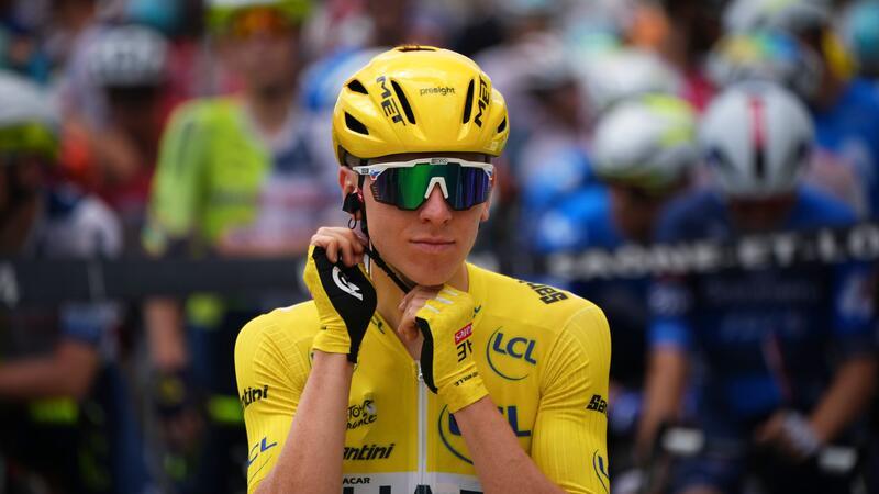 Zeitfahrduell der Top-Stars: Pogacar hat einen Favoriten Pogacar liegt nach sechs Etappen 45 Sekunden vor Evenepoel und 50 vor Titelverteidiger Vingegaard.