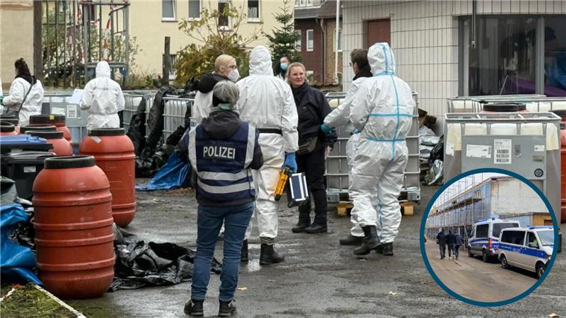 Vor einem stillgelegten Labor im Ortsteil Ohrum stehen mehrere Wagen der Polizei.