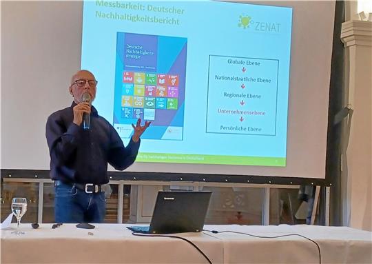 Professor Wolfgang Strasdas aus Eberswalde berichtet über Zertifizierungen für nachhaltigen Tourismus. Foto: Baumgartner