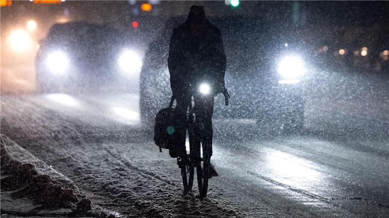 Radfahren im Schneegestöber