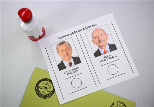 Recep Tayyiper Erdogan (l.) vs. Kemal Kilicdaroglu: Ein Wahlzettel für die türkische Stichwahl um die Präsidentschaft.
